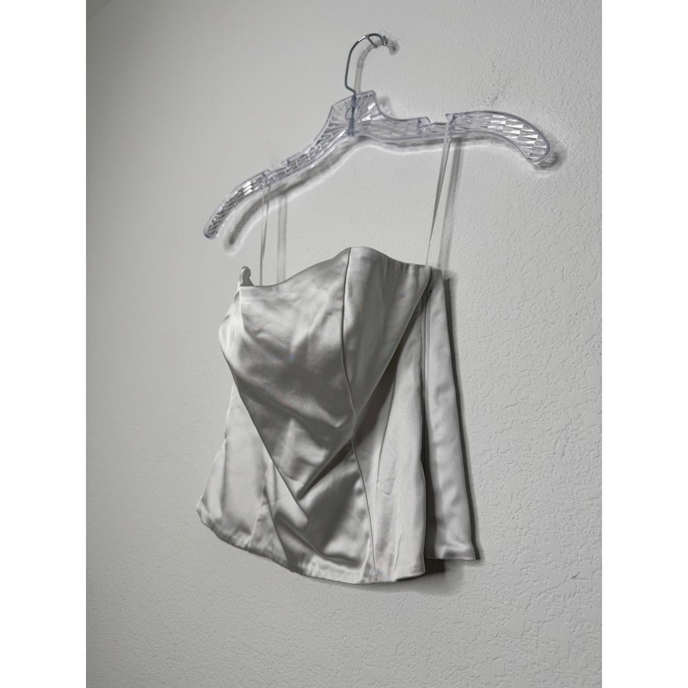 Abercrombie & Fitch Satin Corset Crop Top Silver White Sweetheart Neck Size S - Picture 2 of 11